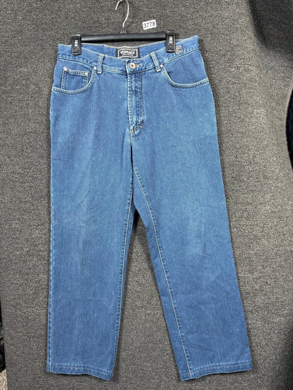 Versace Couture Straight Leg Jeans Mens 35 Made Italy Signature Medusa *READ